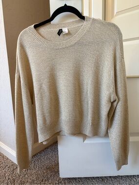 H&M Beige Scoop Neck Crew Sweater